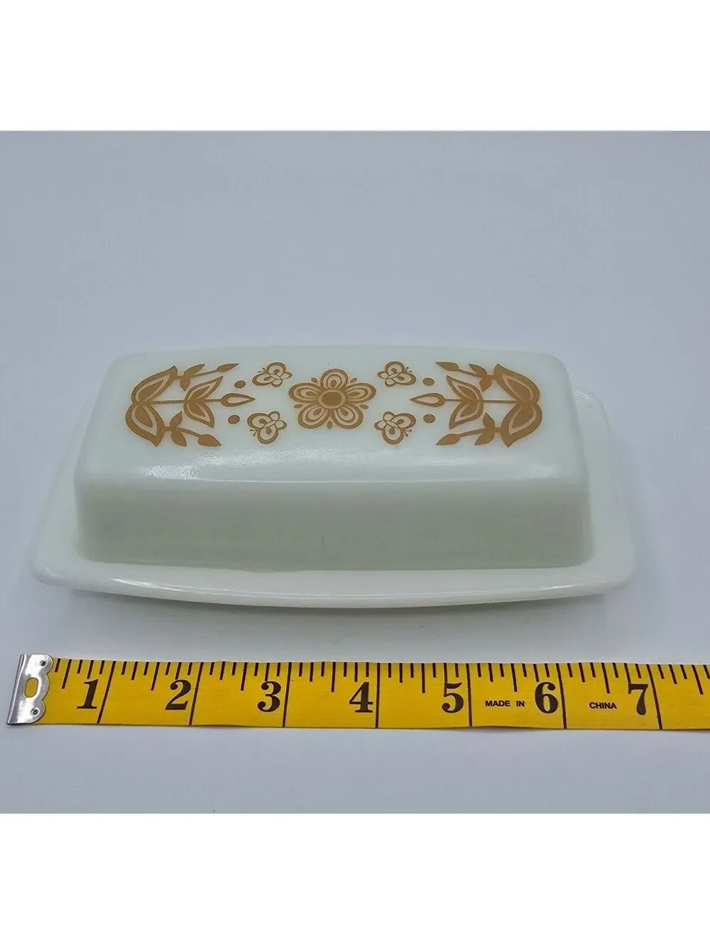 Vintage Pyrex Butterfly Gold 72-B Covered Butter Dish 1970s USA